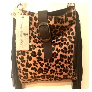 Two Bar West leopard cowhide purse